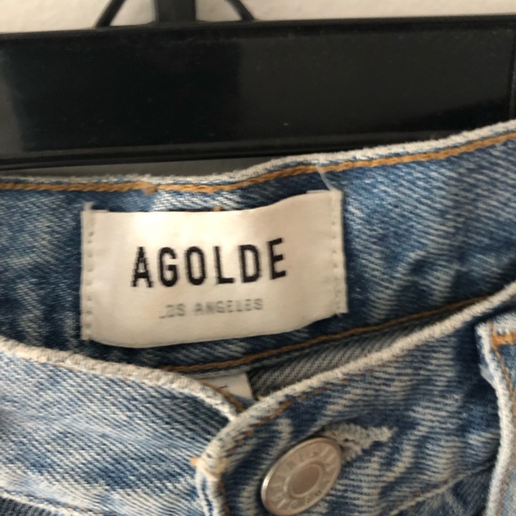 AGOLDE Cherie High Rise Straight Leg Jean in Tone Blue Denim Size 25 Waist - Picture 4 of 16